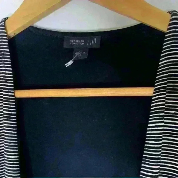 J. Jill wearever striped jersey open drape sweater xs black hem - Picture 4 of 6